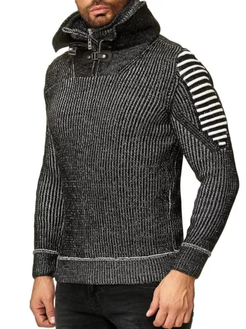 Redbridge Homme Pull Tricot Double Couche Col Haut Col Montant Col Écharpe 3