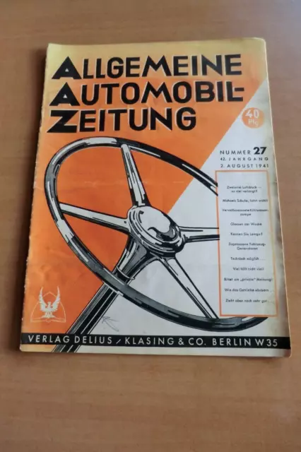 AAZ Automobil Zeitung 1941 Gaserzeuger Mercedes Benz, Deutz KAS, Wisco, Werbung