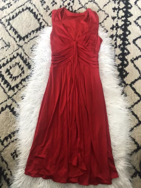 Banana Republic Red Sleeveless Retro Dress. Petite XS. Silk Blend. V Neck. QQ