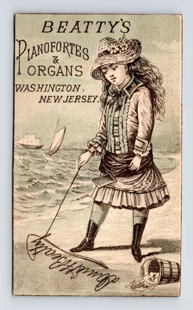 Daniel Beattys Pianofortes & Organs Washington New Jersey Victorian Trade Card