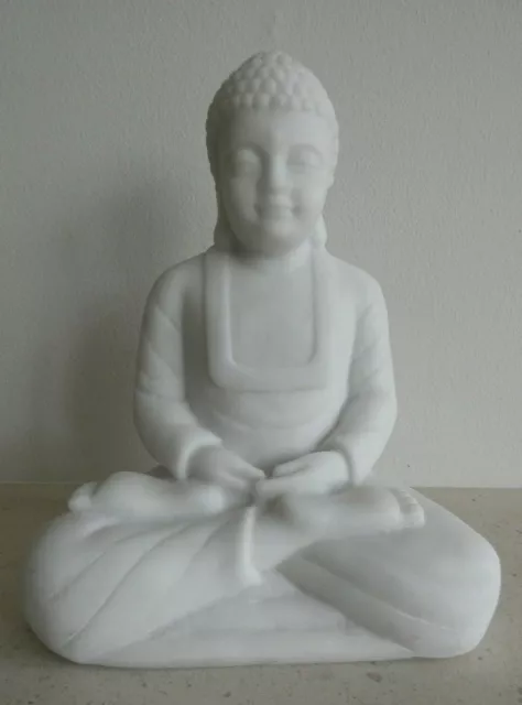 White Marble Meditating Buddha Ornament - 22 cm tall