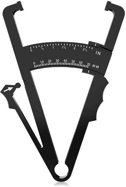 HomeFlo Body Fat Caliper Measurer Skin Fold Tester Body Skinfold Black BMI Guide