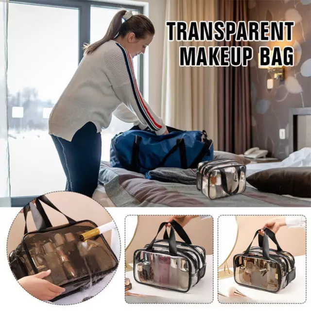 Clear Toiletry Bag PVC Cosmetic Makeup Zipper Travel Large Capacity Wash Bag