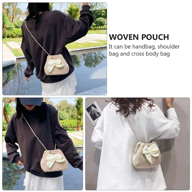 Knitted Drawstring Purse End Bag Summer Purse Shoulder Bags 7
