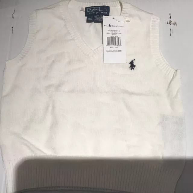 Ralph Lauren débardeur blanc bébé 18 mois flambant neuf étiqueté article 100 % authentique