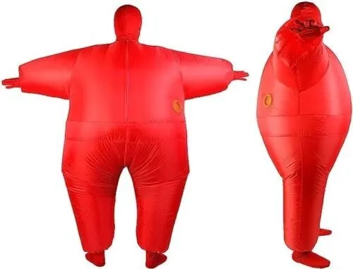 K354 Inflatable Fat Masked Suit Fan Operated Cosplay Party Funny Costume Blow Up