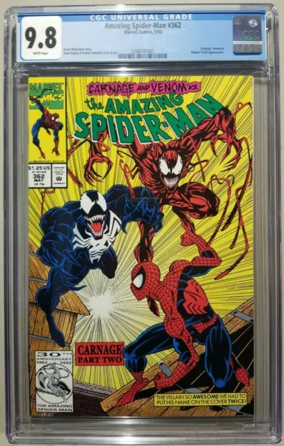Amazing Spider-Man #362 Marvel 1992 Carnage Venom CGC 9.8 NM/MT WP Comic MCU