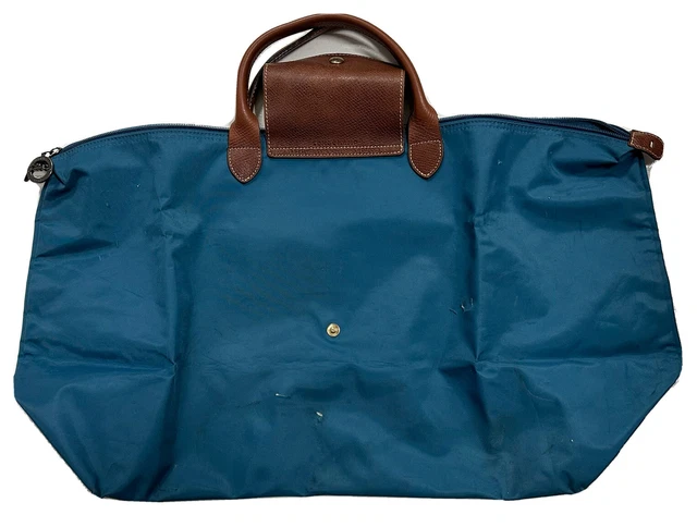 Longchamp Le Pliage  Type L Large Travel Weekender Tote - Blue Authentic SEE PIC