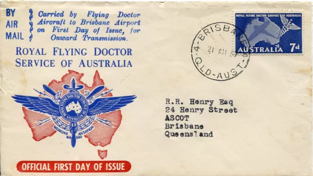 1957 Royal Flying Doctor Service Of Australia - Royal FDC Blue/Red