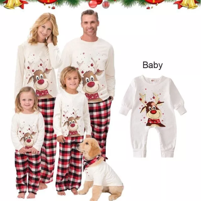 Family Pajamas Set Deer Adult Kid Baby Family  Outfits Christmas Dog Clothes