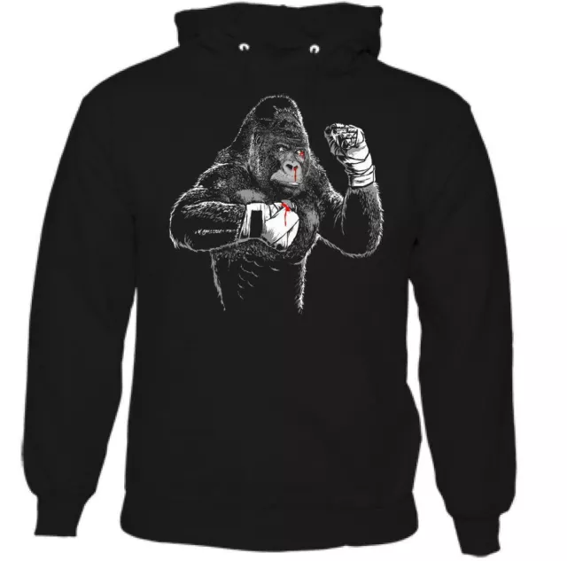 Boxe Gorilla Uomo Divertente Palestra Felpa con Cappuccio Mma Muay Thai Kick Top