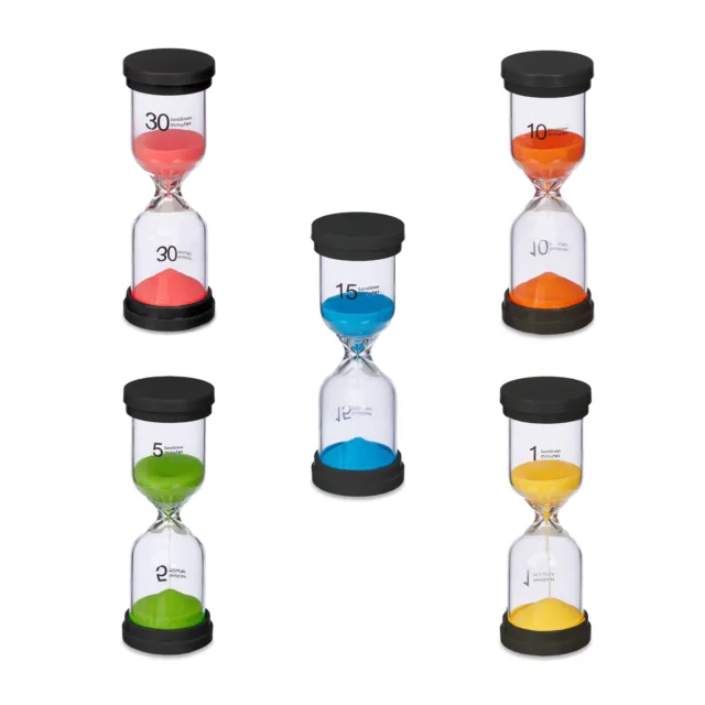 Relojes arena set 5 16 cm Temporizadores cocina y baño Cronómetros colores niños