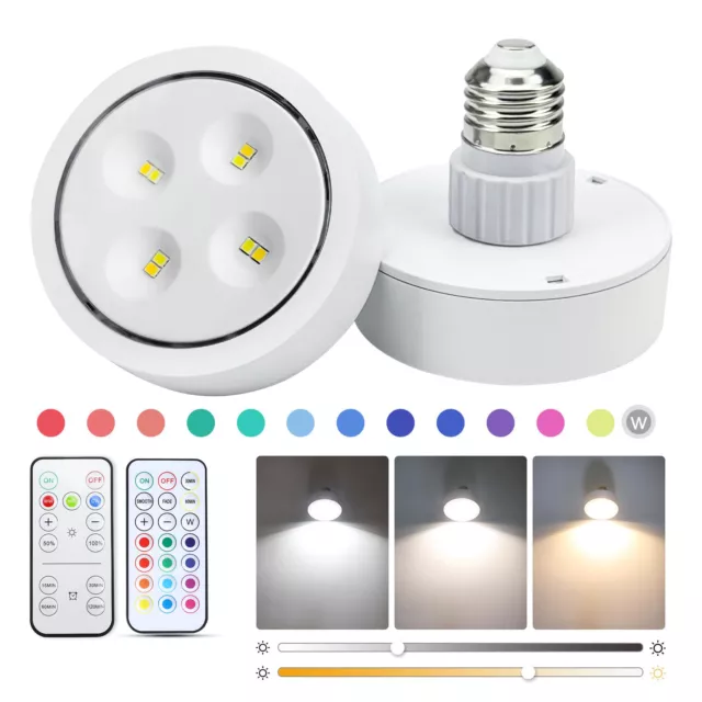 E26/E27 RGB LED Puck Lights Memory Function Magic Bulbs Battery LED Night Lights