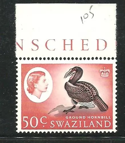 Album Treasures Swaziland Scott # 105 50c Elizabeth Ground Hornbill MNH