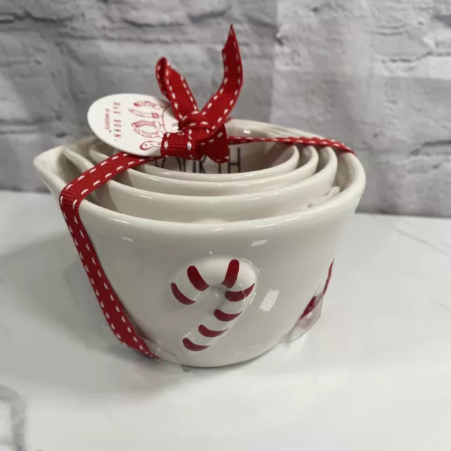 NWT Rae Dunn Candy Cane Measuring Cups Holiday Christmas Coffee Bar Kitchen Deco