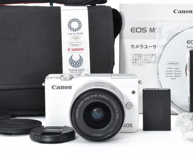 CANON EOS M10 White Mirrorless Camera with EF-M15-45mm Lens