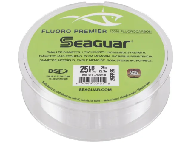 Seaguar Fluoro Premier Fluorocarbon Leader Fishing Line 50 Yards Select Lb. Test