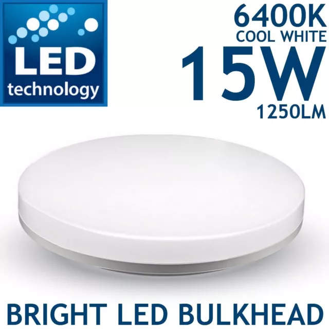 10x JOB LOT 15W LED Bulkhead 2D Light IP44 Indoor Outdoor Ceiling Wall Round