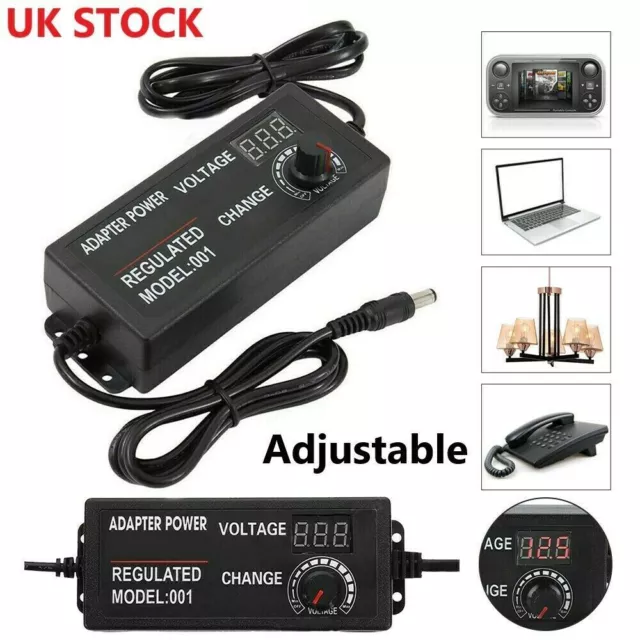 Electrical Power Supply Adapter Charger Variable Voltage Adjustable 3V-24V AC/DC