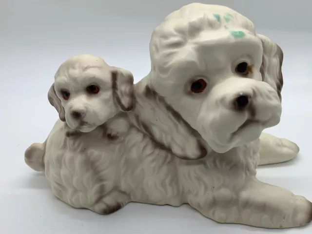 Napco Vintage Sweet poodle and puppy in one figurine vintage