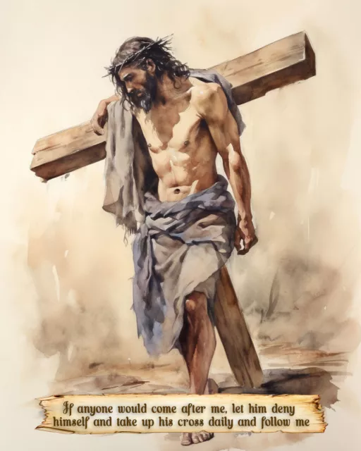 Jesus Carry Cross | follower of jesus | Catholic Art | Picture of Jesus |8 x 10