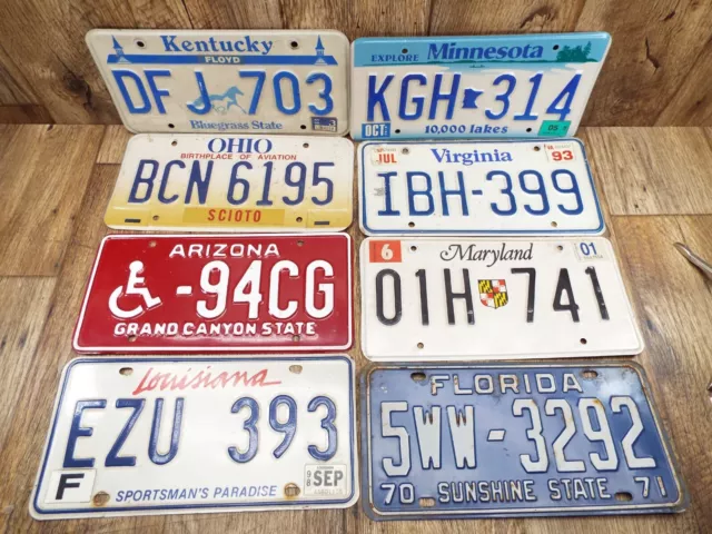 BARN/JUNK YARD FIND 70'S-00'S Vintage Lot of 8- MIXED STATES License Plates -