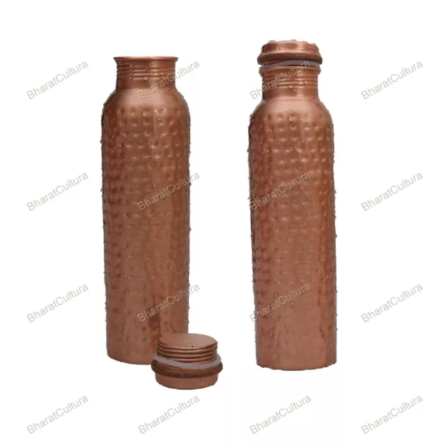 Indio Ayurvedic Agua Almacenamiento 2Pcs Forjado Puro Cobre Frasco Estómago /