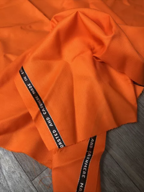 Orange Worsted And Cashmere Super 120s Sapphire Fabric Remanent 150cm / 59cm