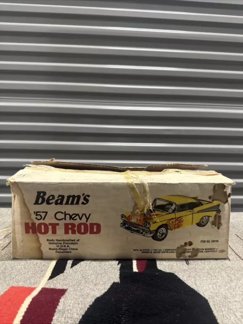 Jim Beam 57 Yellow Hot Rod Decanter Beams Empty W/Box Rare