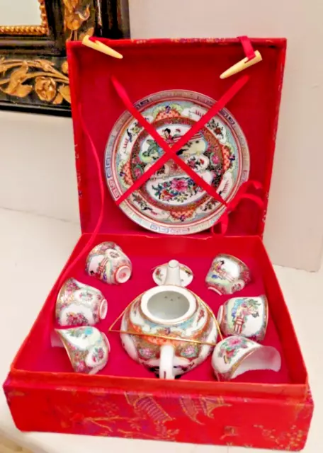 Superbe Service à Thé Miniature Porcelaine Chinoise - Dans son Coffret d'origine