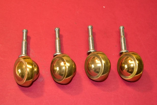 Vintage Set (4) 1-1/2" Shepherd Metal Casters Brass Finish