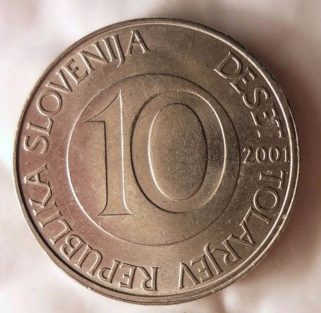 2001 Slovenia 10 TOLARJEV - Uncommon High Quality Coin - Slovenia Bin