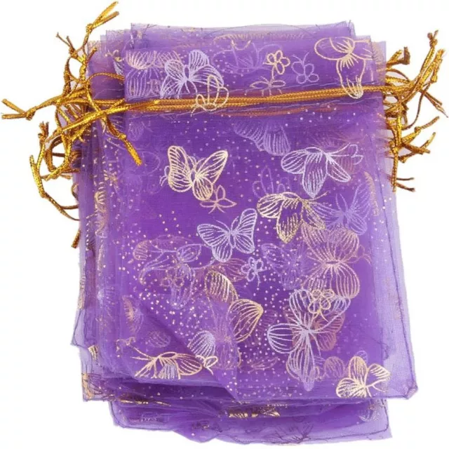 100x Butterfly Organza Drawstring Pouch Gift Bags Wedding Party Favors 3.5"x4.7"