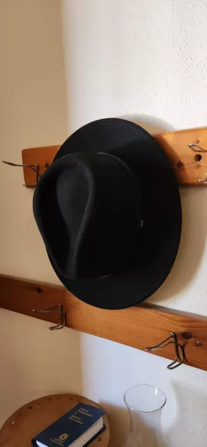 Brixton Fedora Western Style Black Wool Felt Hat Size Small (56 CM) Fits Well