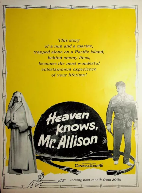 Original 1957 Ad for Robert Mitchum, Heaven Knows, Mr. Allison