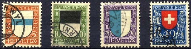 SCHWEIZ 175-78 o, 1922, Pro Juventute, Prachtsatz, Mi. 95.-