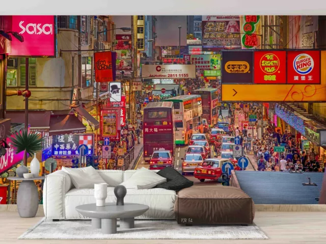 3D Hong Kong City Street Wallpaper Wall Mural Self-adhesive Removable 646