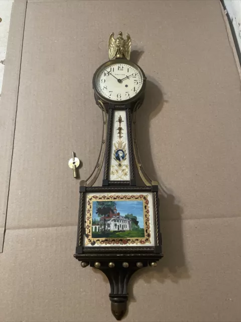 Antique Waltham Miniature Presentation Banjo Clock George Washington Mr Vernon