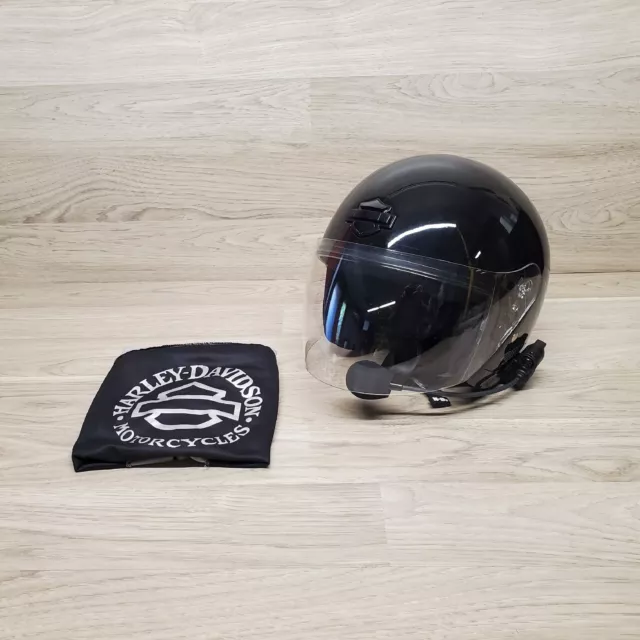 Harley Davidson Jet II Helmet Glossy Shiny Black Full Face Shield with Headset M