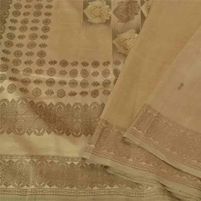 Sanskriti Vintage Olive Green Sarees Pure Silk Woven Premium Sari Craft Fabric