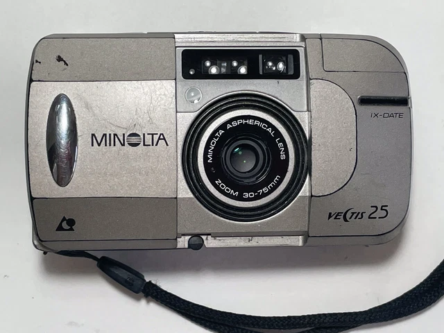 Minolta Vectis Camera 25 IX-DATE APS 35 mm Film 30-75mm Zoom Lens - Untested