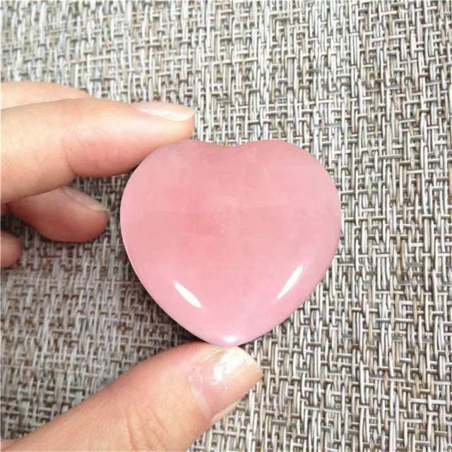 Piedras preciosas naturales de cuarzo rosa corazón amor palma pulgar piedra de preocupación