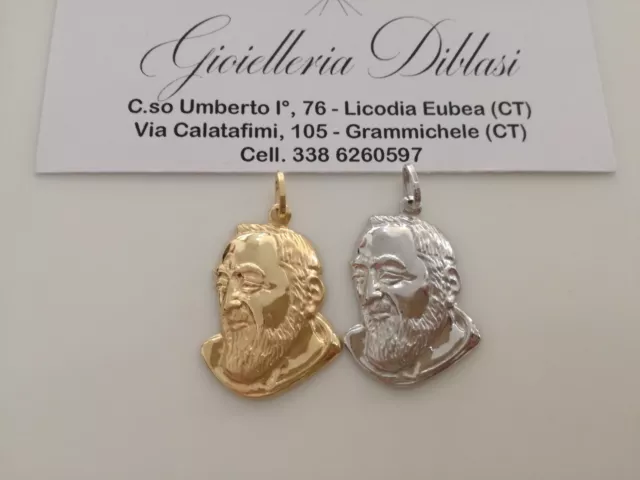 MEDAGLIA CIONDOLO PENDENTE CON PADRE PIO ORO GIALLO O BIANCO (18 Karati 750%)