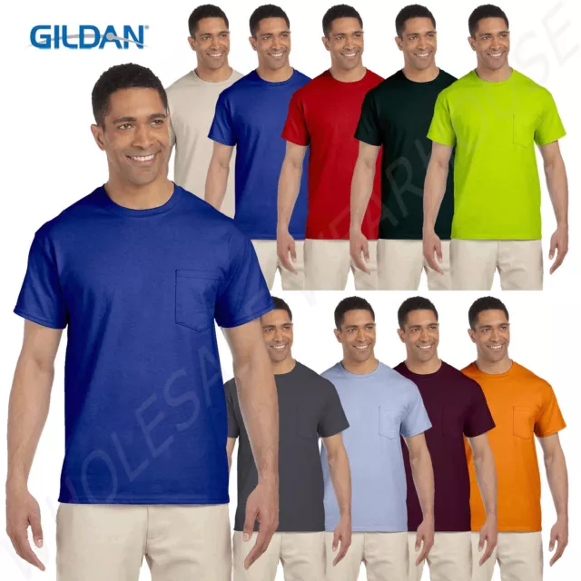 Gildan Mens Pocket T-Shirt Short Sleeves Ultra Cotton 6 oz Big 2XL-5XL BG230