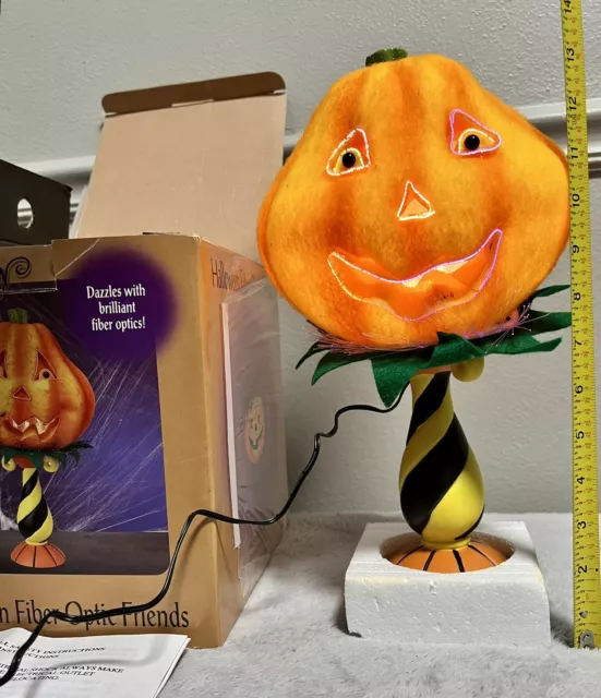 Gemmy Halloween Decor Color Change Fiber Optic Jack O Lantern Pumpkin In Box