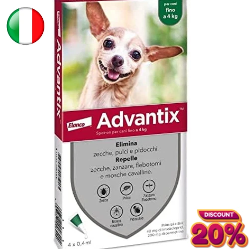 1 /4 /6 Pipette Advantix Bayer Spot-on per cuccioli 0-4 kg cane antiparassitario