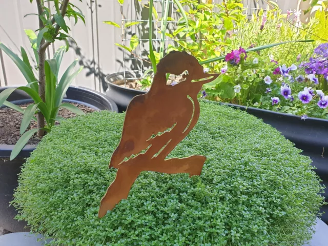 Kookaburra Pot Decoration - Australian Made Rusted Metal Garden Art
