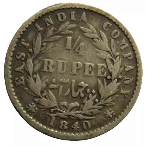 1840 Queen Victoria East India Company Silbermünze 1/4 Rupie