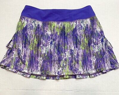 Ivivva Lululemon Girl SKIRT with Shorts Skort Set The Pace Purple Green Size 14