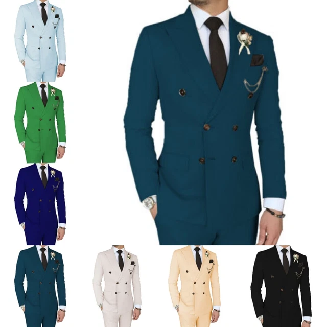 Blazer da uomo 2 pezzi abiti da lavoro formali matrimonio smoking + pantaloni 44 46 48